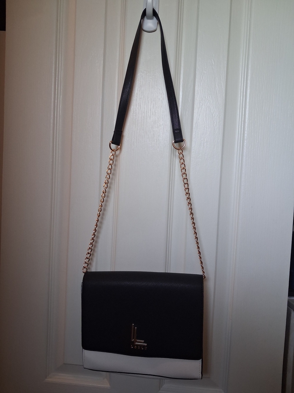Loulou Two-Tone Black & White Chain-Strap Crossbody Bag